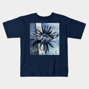 Blue Rustic Dream Daisy Kids T-Shirt